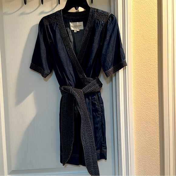 Denim Wrap Skort Dress - Picture 1 of 4
